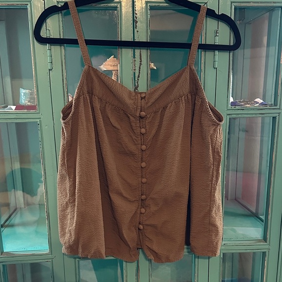 Faherty Marina Seersucker Olive Green Button-Up Women's Top - Picture 4 of 7